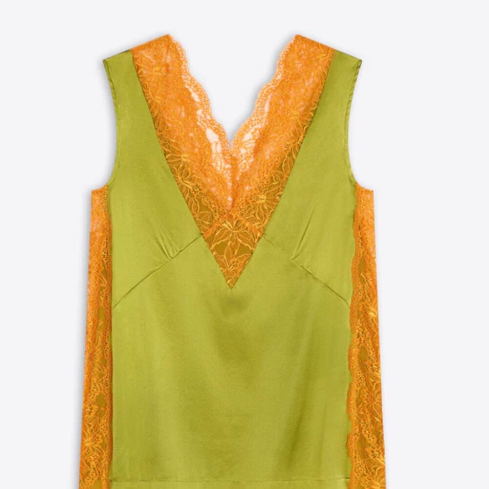 DRIES VAN NOTEN Green/Orange Camisole Top IT34 / XSS
